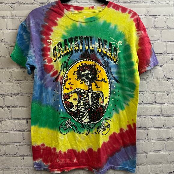 Ripple Junction Tops - Grateful Dead Tye Dye Bertha Skeleton Roses T-Shirt Size Medium Ripple Junction